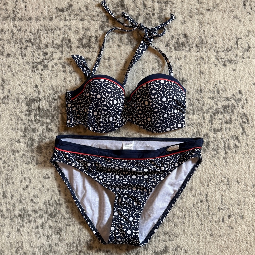 NEW Lascana for Venus Navy Blue Bandeau Bikini Set 10, 32D 34C 36B